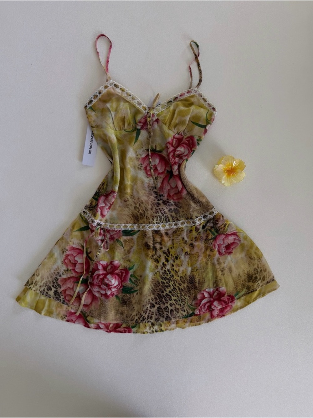 Princess Polly Yellow Floral & Leopard Print Slip Dress - Picture 4 of 7